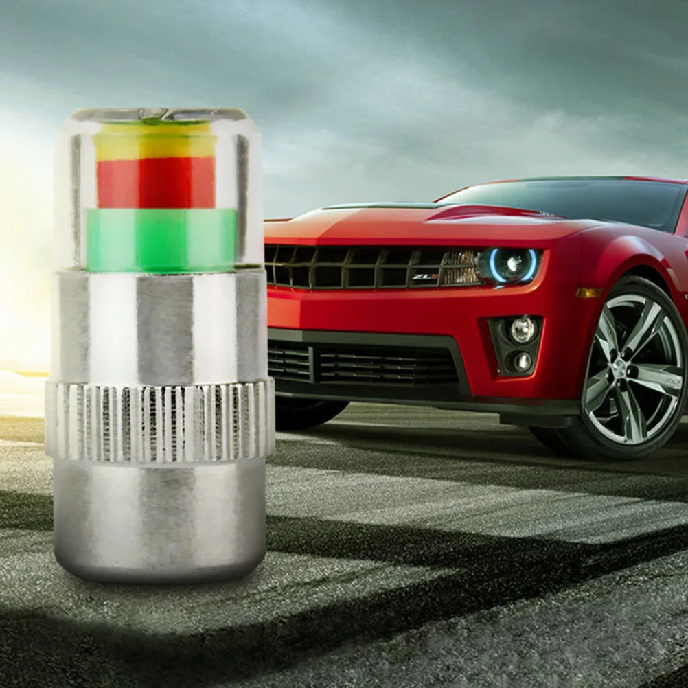 

4pcs Car Tire Monitor Cap Auto Tire Pressure Indicator Durable Standard Size Fit Low Pressure Alert Anti-Wear Blowout Prevention