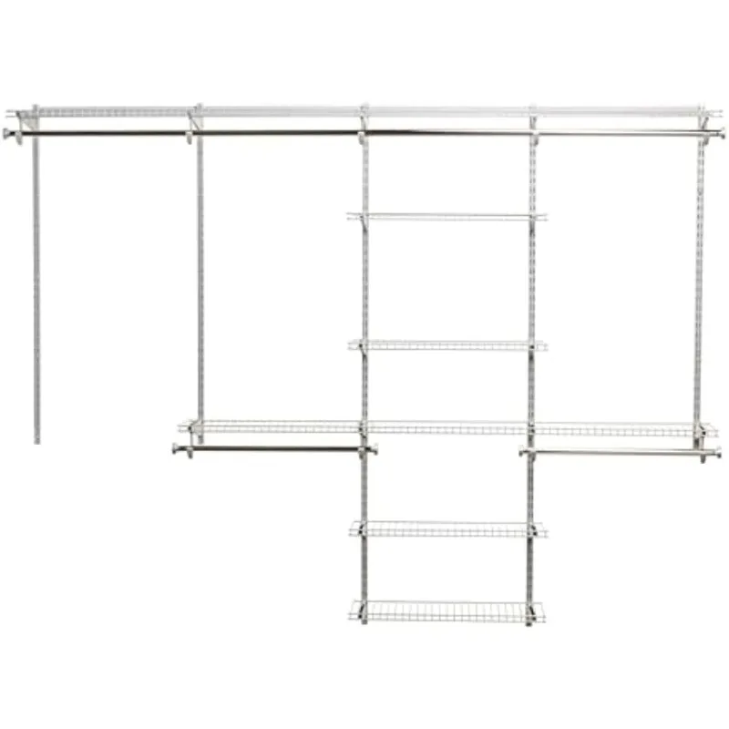 Adjustable Metal Wire Shelving, Titanium Finish, Expandable Organization System, Hardware Included, for Home