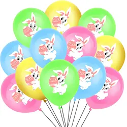 12pcs 12inch Easter Egg Rabbit Latex Balloons Happy Easter Balloon Easter Party Decorations