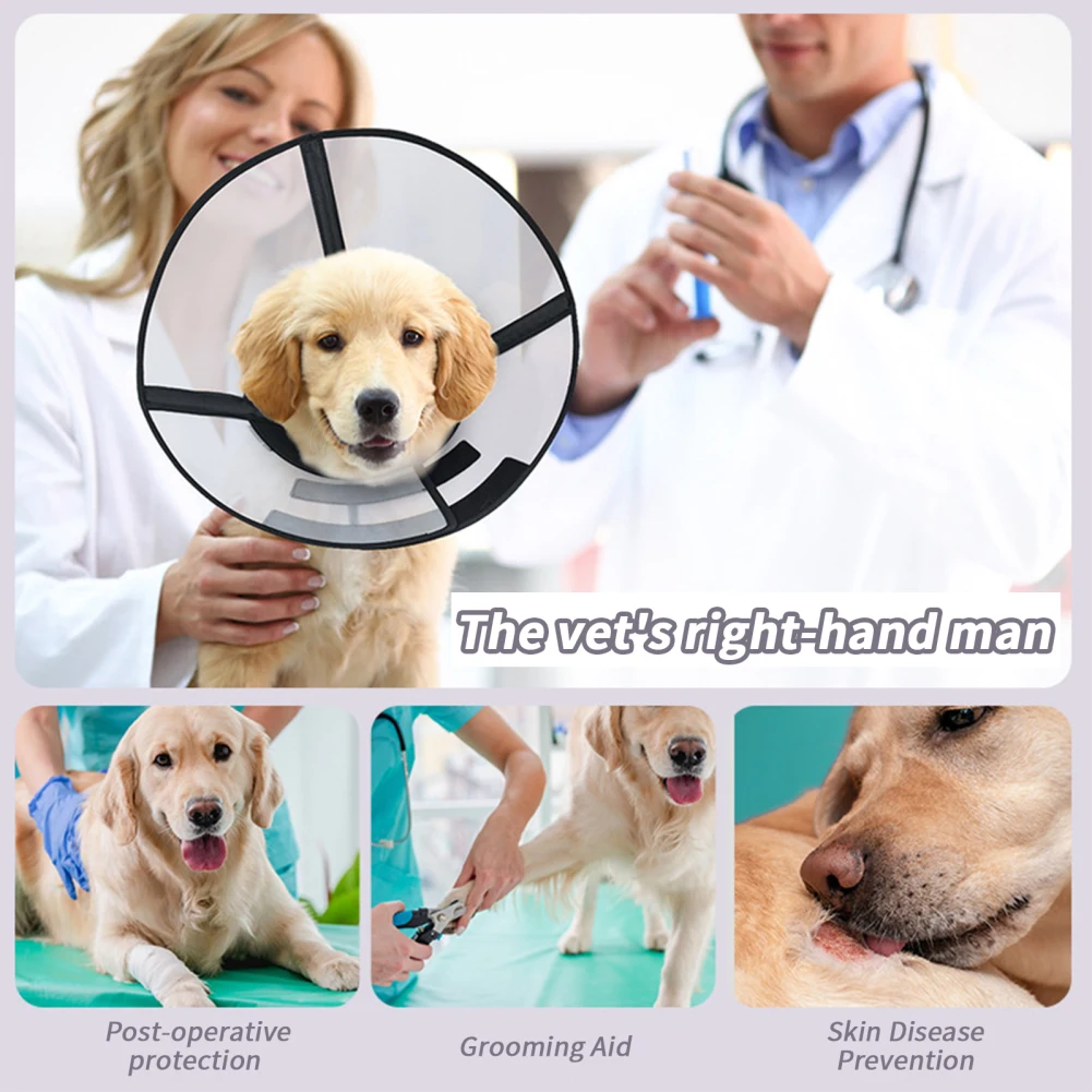 

Dog Cone Recovery Collar Adjustable Dog Cone Collar Comfortable Collars Folding Pet Recovery Stop Licking Collar