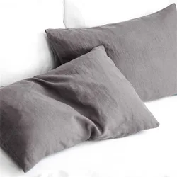 Funda de almohada de lino puro 100% para cama, funda de almohada doble larga, tamaño personalizado, antibacteriano y antiácaros
