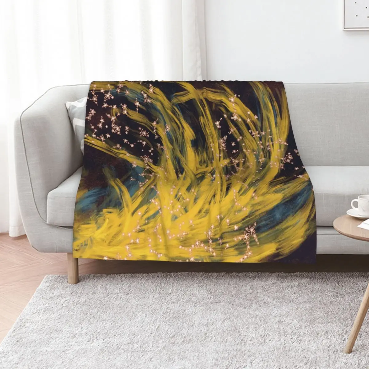 Abstract Forsythia (Joy) Throw Blanket warm for winter Sofas Softest Warm blankets and throws Blankets