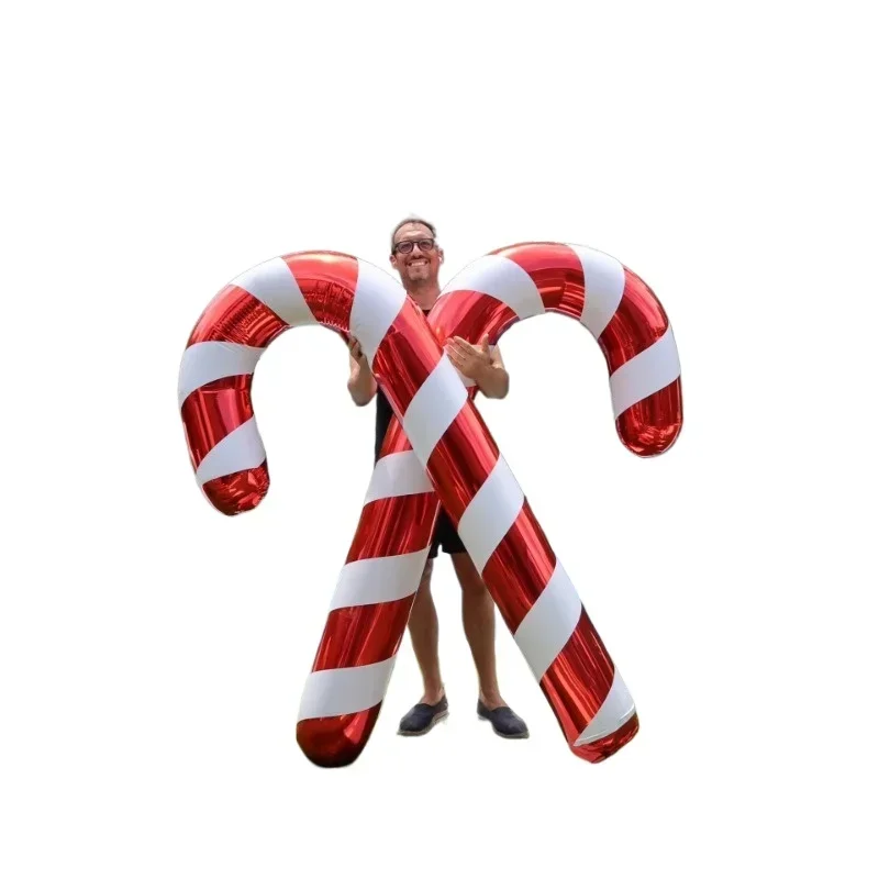 

Inflatable Santa reflective crutches PVC blow bar holiday decorations 1.2m large printed candy bar