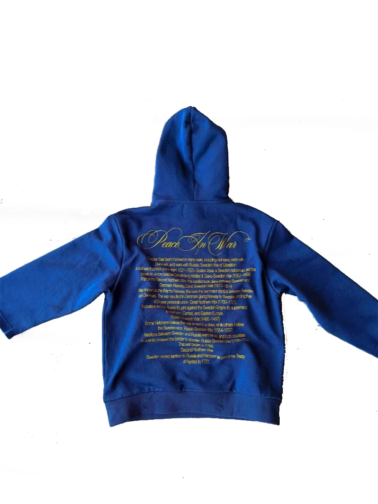 Vintage Schweden-Flagge Kreuz-Print Hoodie Übergroßer Langarm-Pullover für Männer und Frauen Streetwear Totenkopf-Grafik Kapuzenpullover – Detail 3