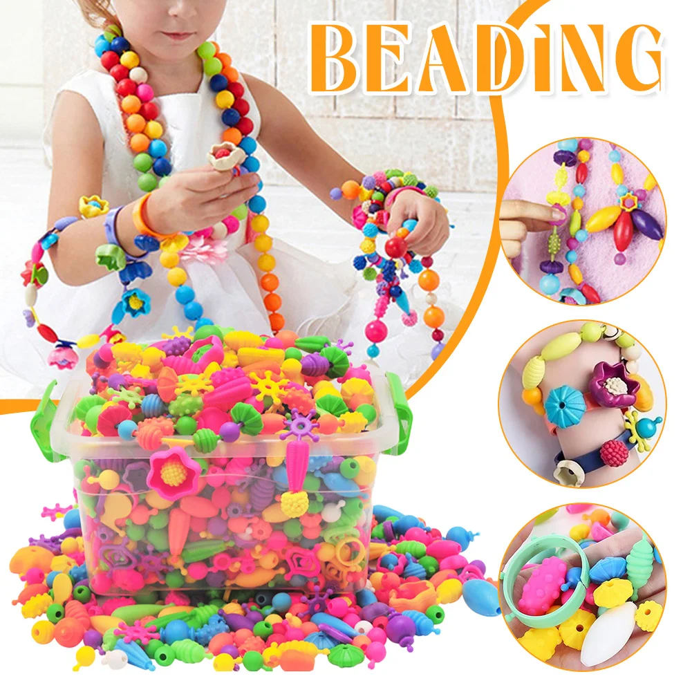 Colorful Jewelry Making Kit For Girls Fun DIY Hairband Rings Playthings For Kids Aged 3 Years Old