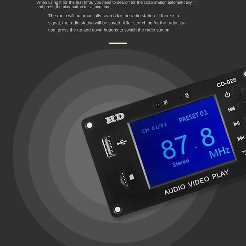 A72Z Portable HD Car Lossless Full Format Mp5 Bluetooth 5.0 Calendar Clock Alarm Clock 2.8-Inch TFT Screen FM Audio Module