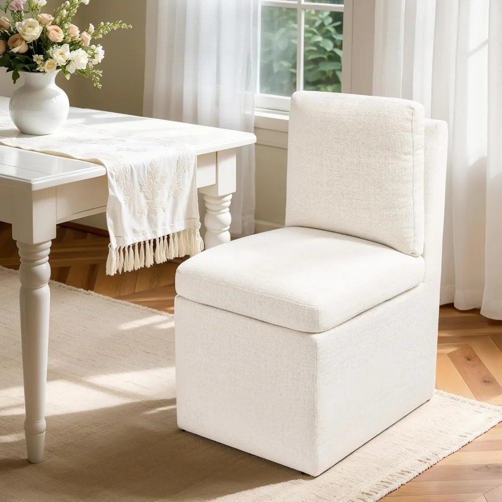 SUBRTEX キャスター付きダイニングチェア、布張りダイニングルームチェア、アクセントシングルソファチェア、ファブリックリネンリビングルームチェア、A