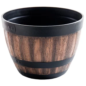 Rohr von Holzimitationsblumen, große Kapazität, Retro, Plastik, Fass, Bonsai, Eimer, Garten, Hof, Dekoration 10 Hauptverkäufe Großer Gärtner Vase - №9