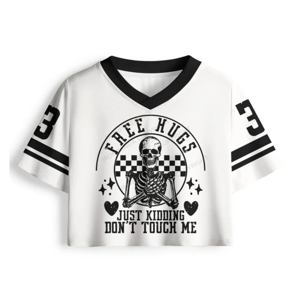 Ladies' Fitness Exercise, Trendy, Y2K， Female Power, Printed T-shirt, Women's Umbilical V-neck Spicy Girl Dress
