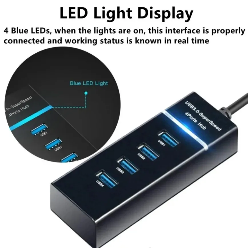 USB Hub 3.0 4-Port USB Daten Hub Expander Splitter für Laptop PC MacBook Mac Pro Mac mini, iMac Surface Pro und weitere USB-Geräte