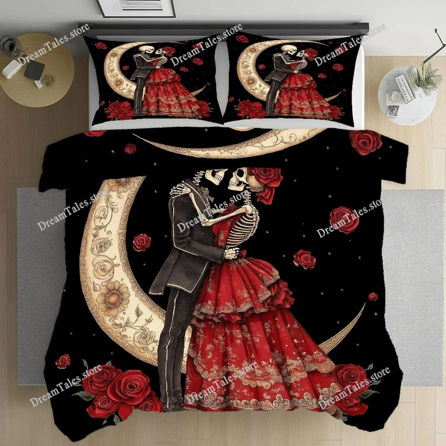 Skull Personalized Digital Printing Polyester Bedding Set for Boys and Girls Comfortable Soft Couple Home Textileextile