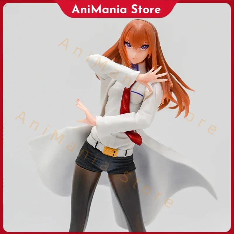Figura de chica de Anime Steins Gate de 22cm, figura de acción estilo abrigo blanco Makise Kurisu, figura de puerta DreamTech Steins; modelo de muñeca, Juguetes