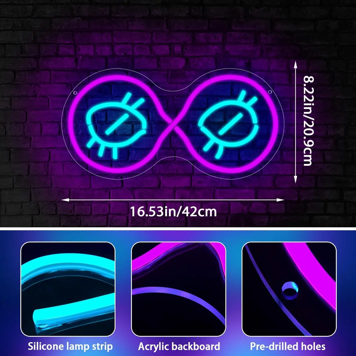 Fairy Tale Neon Sign for Wall Decor LED Dimmable Cartoon Eyes Neon Light for Living Room Bedroom Store Man Cave Birthday Gift