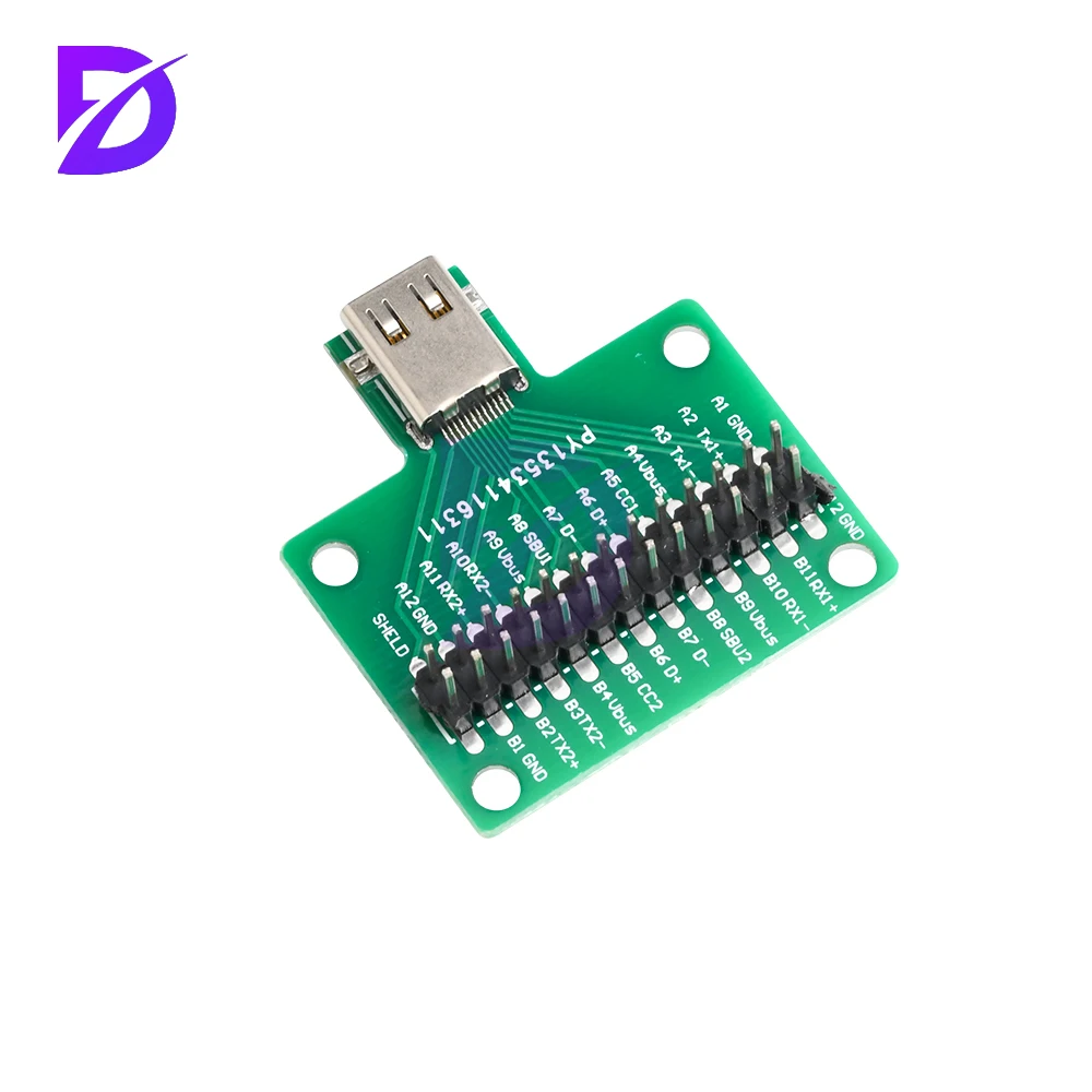 TYPE-C female double-sided positive and negative insertion test board USB3.124P female chassis connector with double rows