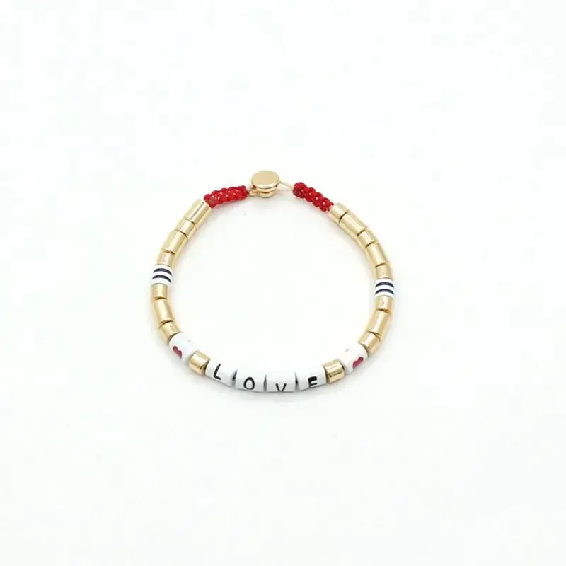 2023 New Popular Letters Can Be Customized Enamel Bohemian Letters Color Matching Elastic Tile Women Bracelet Jewelry