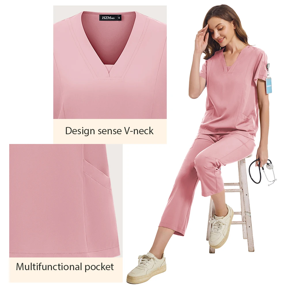 Vendita calda Articoli infermieristici Donna Scrub Set Accessori per infermiere Uniforme medica Morbido comfort Abbigliamento da lavoro clinico Tute da lavoro operative