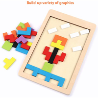 1 Set Wooden Tetris Jigsaw Puzzle Baby Early Education Fun Game Children Thinking Logic Square Toy Puzzle Macaron Color
