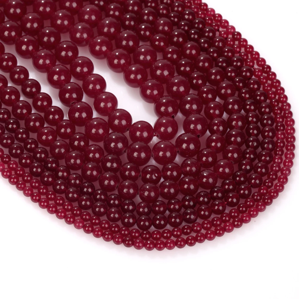 Natursteinperlen, 4–10 mm, rot, Chalcedon, rund, lose Abstandsperlen für die Schmuckherstellung, DIY-Armbänder, Ohrringe, Zubehör