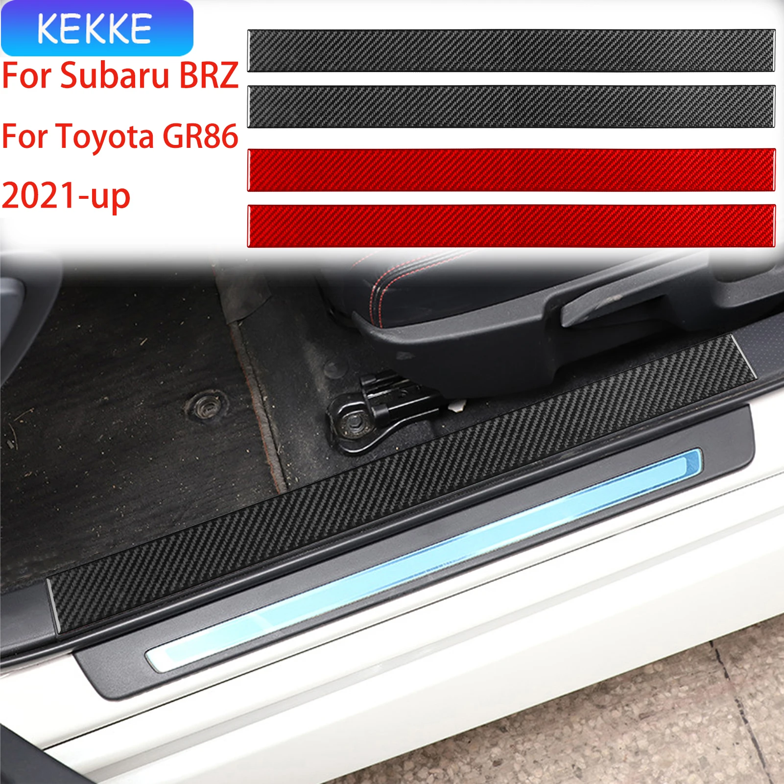 

For Subaru BRZ/ For Toyota GR86 2021-up Carbon Fiber Decal Inside the threshold Interior Decorative Stickers