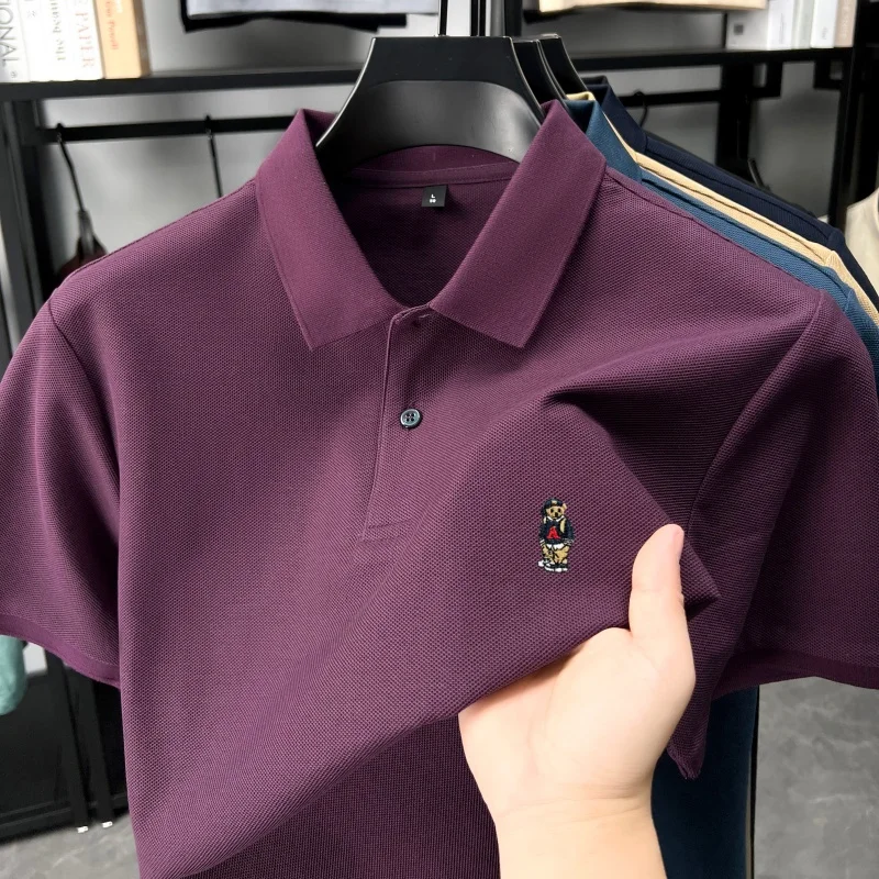 100% cotton luxury brand short sleeve polo shirt bear embroidery summer comfort men's T-shirt Korean style youth fashion new top