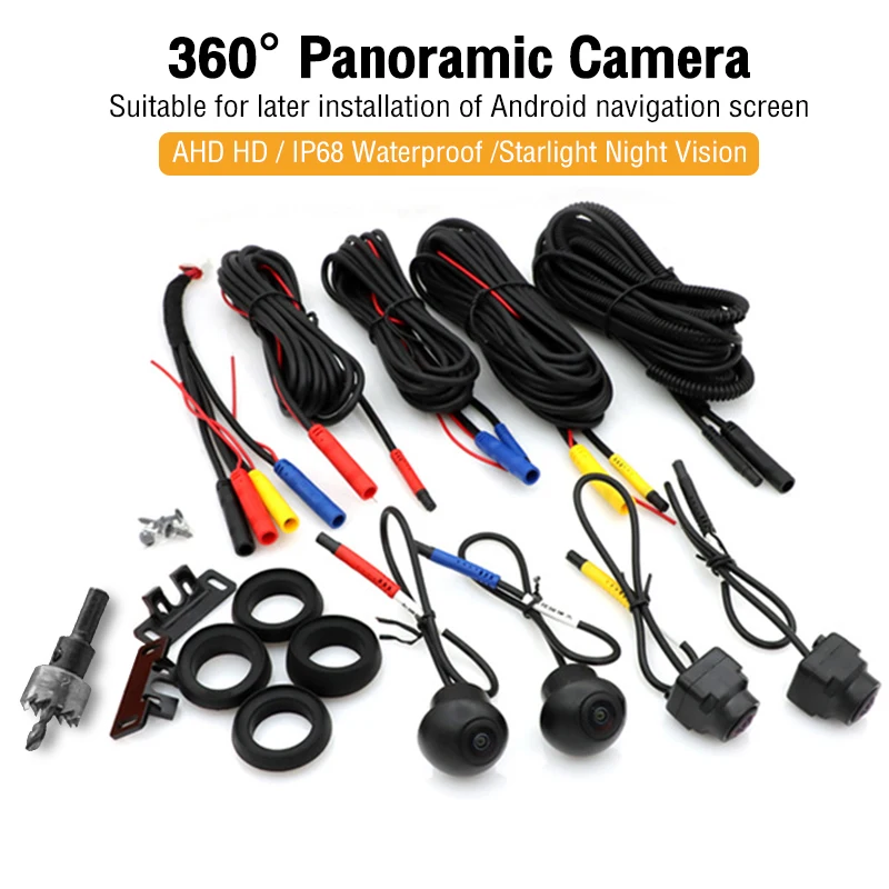 

360 Vehicle Camera Panoramic Surround View 1080P AHD Right+Left+Front+Rear View Camera System Of Android Auto Radio Night Vision