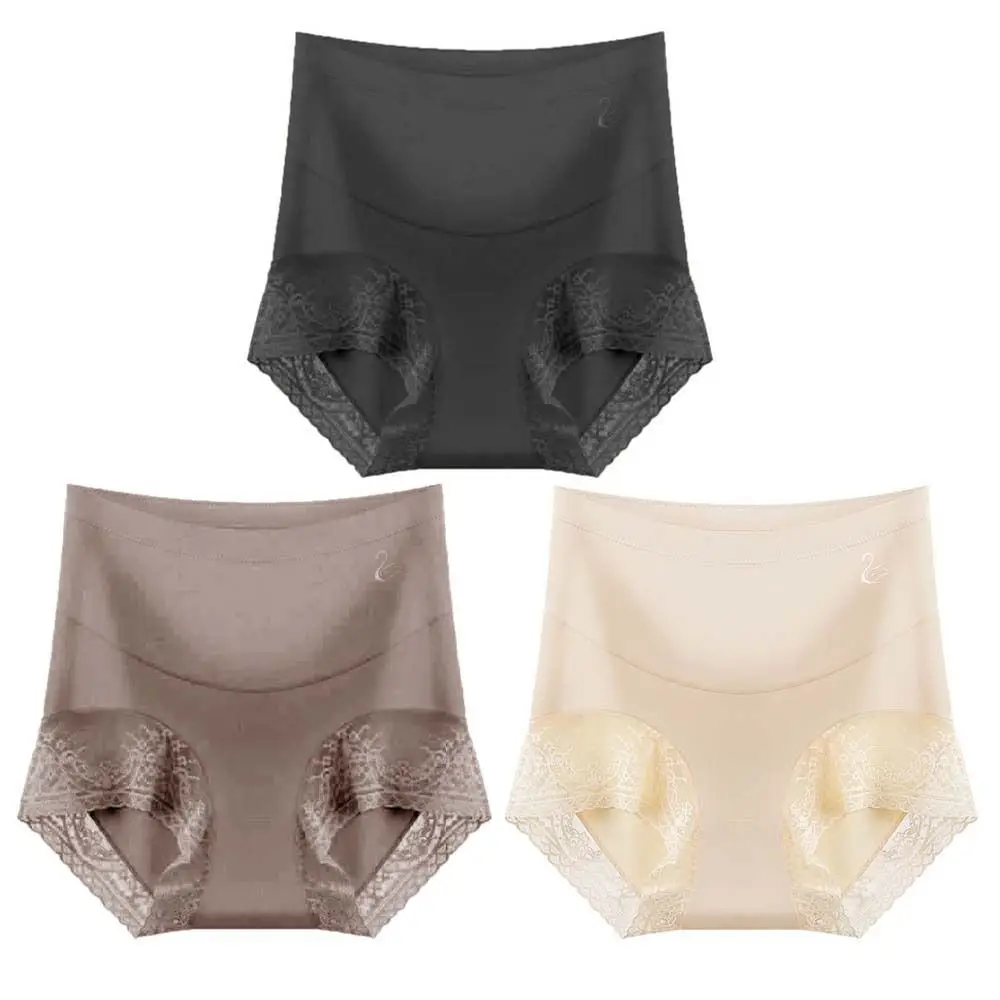 High Waist Postpartum Body Shapers Cotton Crotch Lace Ruffled Seamless Shapewear Silk Large Size Butt Lifter Briefs Women