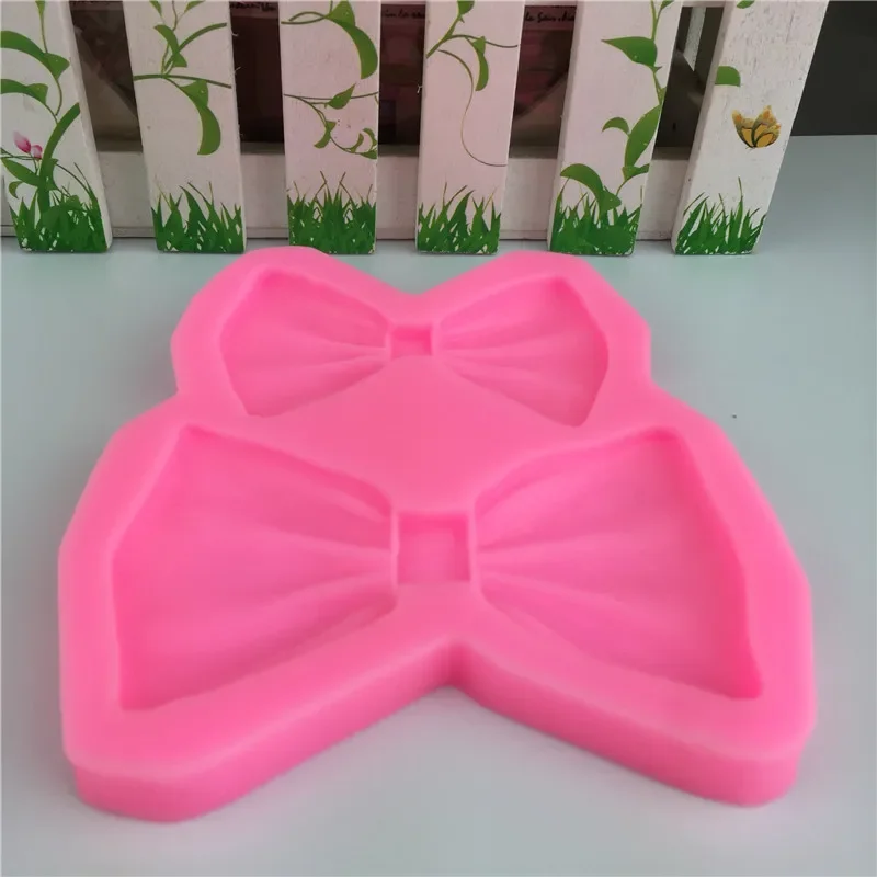 1pcs Bowknot Two Bows Cake Tools Silicone Resin Molds Cake Decorating Tools Pastry Kitchen Baking Accessories