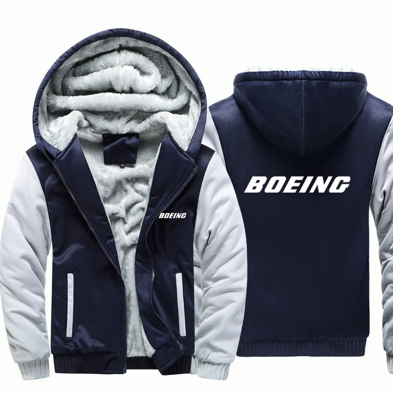 Streetwear Aviation Pilots Flight Boeing Fleece Warm Wool Thick Men Coat Jackets Autumn Winter Hooded Hoodies Sweatshirts