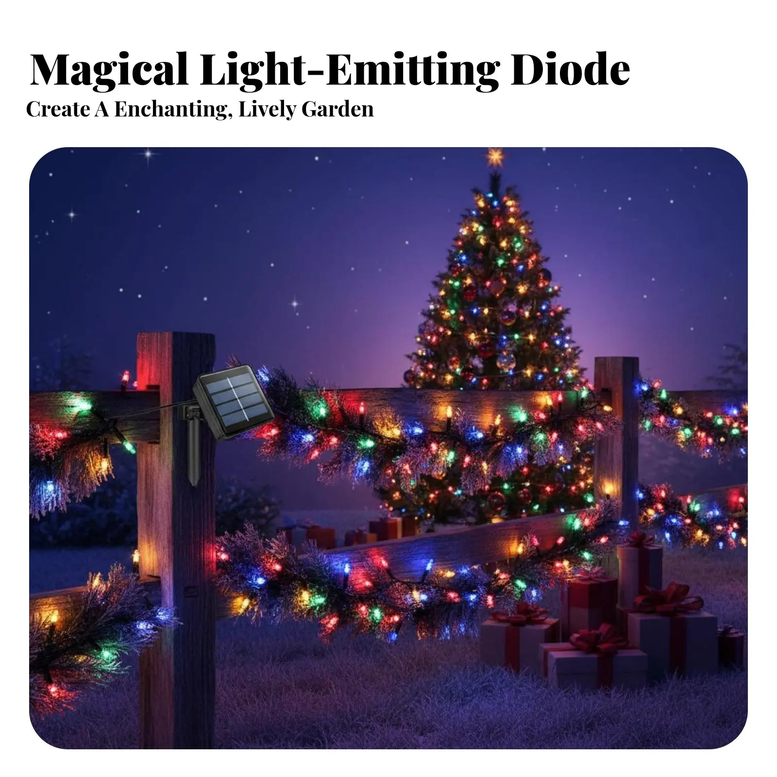 Solar LED Outdoor Waterproof Fairy Lights, Christmas Decorative Lights, 8 Modes, Patio, Balcony, Camping Decor