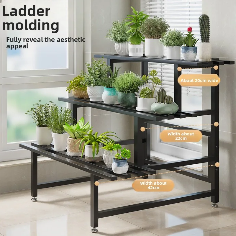 LYY  Flower Stand Balcony Floor-standing Storage Rack Multi-layer Carbon Steel Ladder Outdoor Simple Organizer
