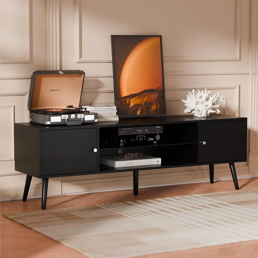 Tv Stand For 60 65 H Tv, Entertainment Center With Storage, Tv Console With Adjustable Shelf, Media Console With Cable