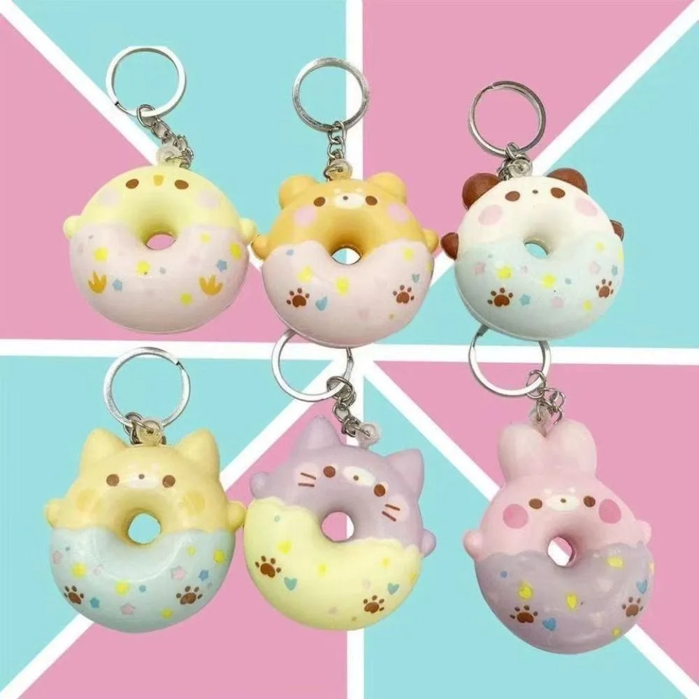 Slow Rebound Donut Slow Rebound Keyring Cute Animal Design PU Material PU Donut Keychain Cartoon Soft Material