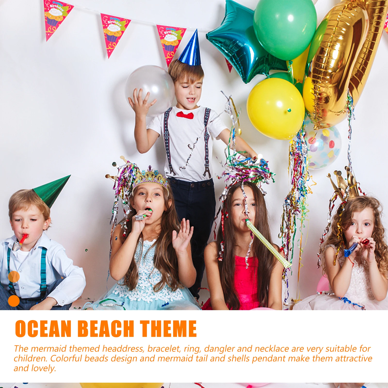 

1Set Mermaid Kids Jewelry Accessory Set Lightweight Mermaid Necklace Ring Bracelet Cosplay Perfect for Marine Theme Parties