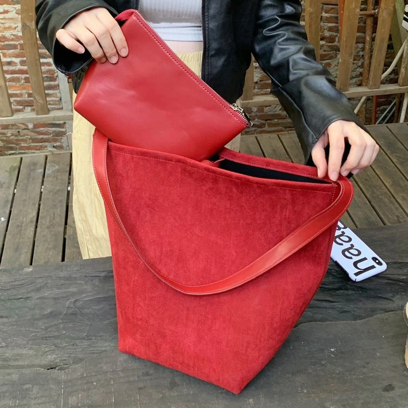MEDIOW Vintage Bucket Bags For Women Luxury Designer Handbags And Purse 2023 New In Faux Suede Large Capacity With Inner Pocket