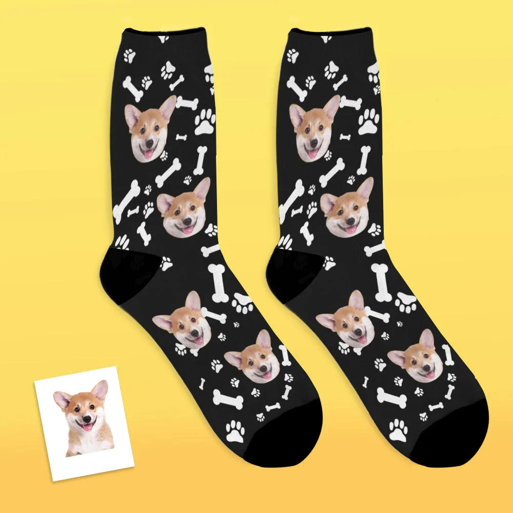 Custom Face Dog Related Socks Dog 3D Print Men/Women Socks Casual Funny Novelty DIY Personalized Photo Logo Pet Long socks Gifts