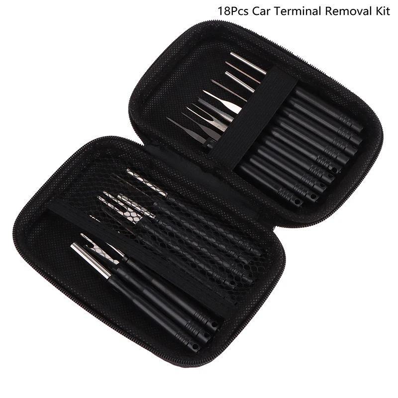 18Pcs Car Terminal Removal Kit Repair Inspection Tools Auto Cable Plug Remove Pin Puller Electrical Wire Crimp Disassembly Tools