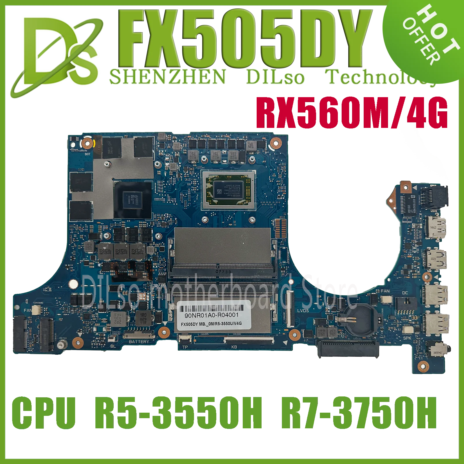 KEFU FX505DY Mainboard With R5-3550H R7-3750H RX560 For ASUS FX505DT FX505D FX705DY Notebook Motherboard,100% Working well