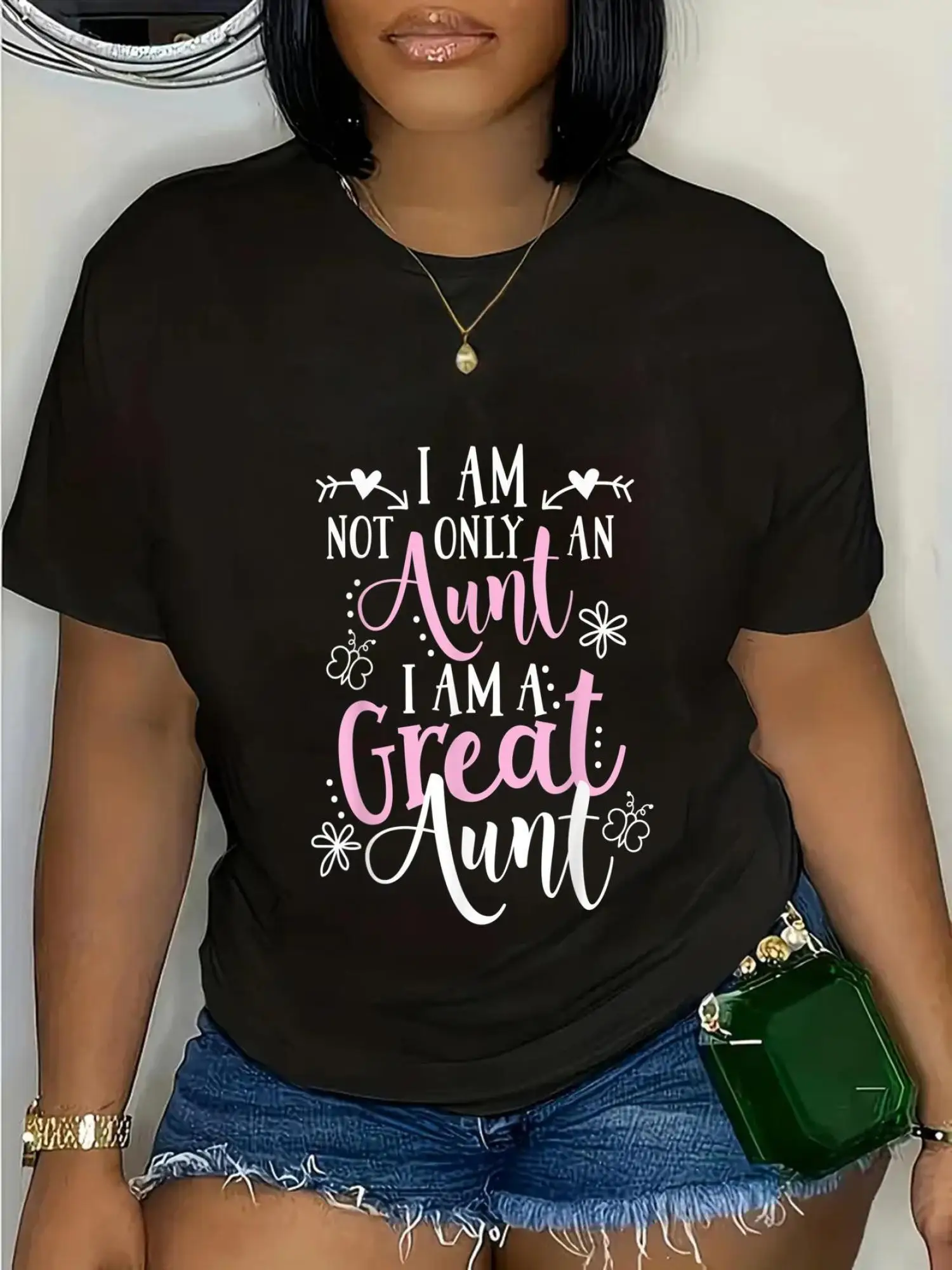 

Cute Great Aunt Design Funny Great Aunt Gift T-Shirt Round Neck Short Sleeve T-Shirt Women'S Men Graphic Tee