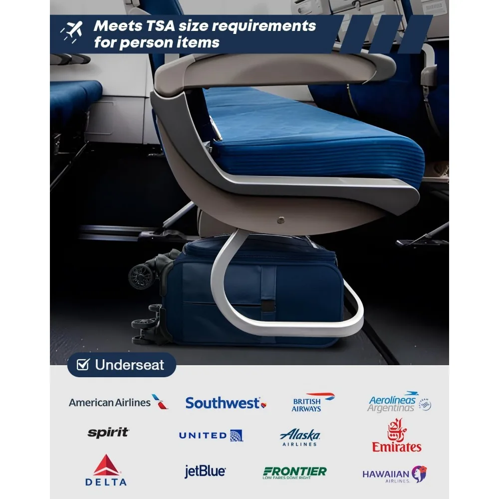 Water Resistant Softside Spinner Luggage, 16 Inch Airline Approved Carry-On Bag, Wheeled Travel Bag for Comfortable Journey