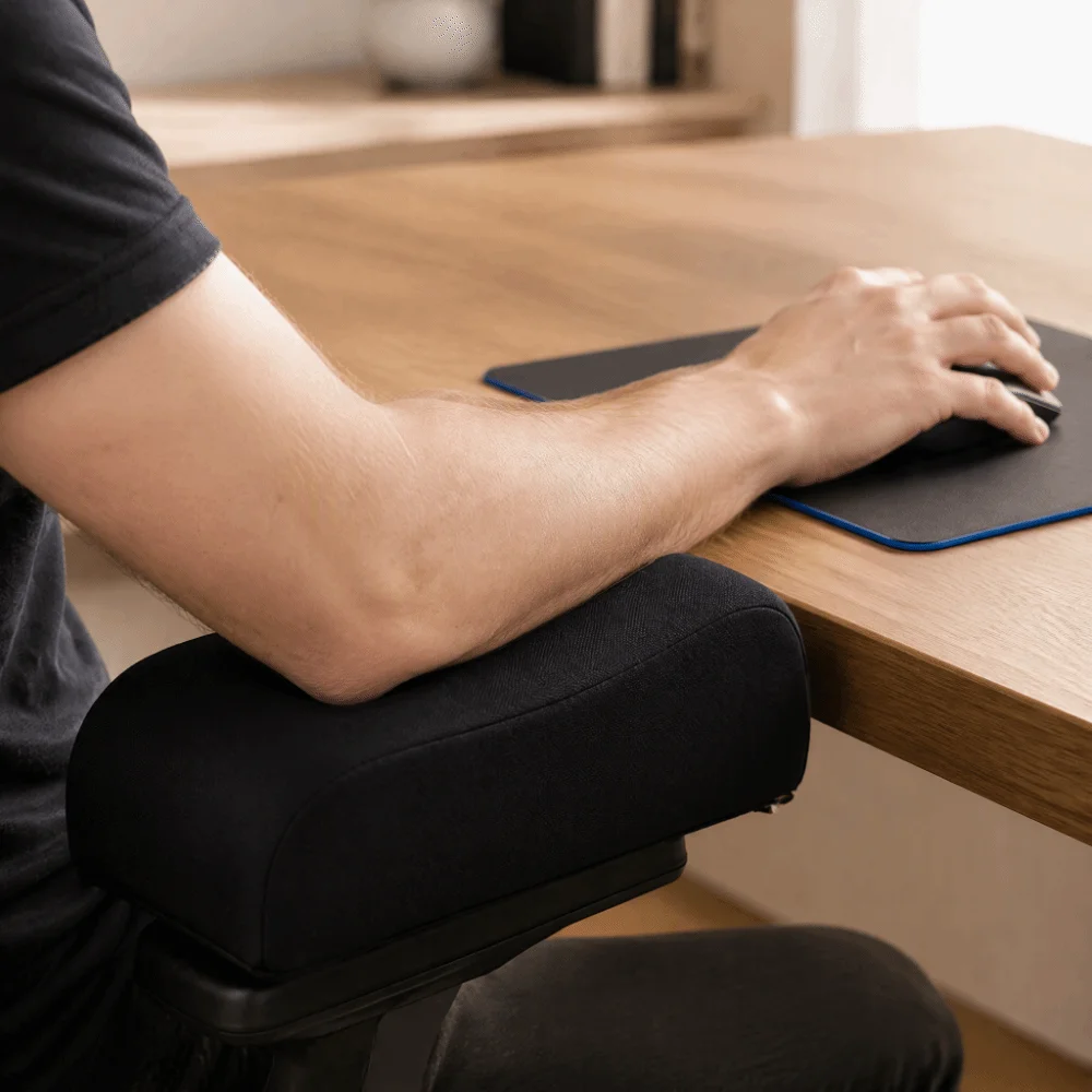 2Pcs Black Chair Armrest Pads Memory Cotton First 10CM, then 7CM Elbow Pillow Cushions Gaming Armrest Cushions for Computer Work