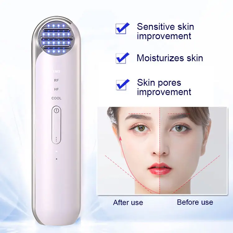 5-in-1 Beauty Machine Care Anti Aging Rimpel LED Foton Microstroom EMS Hot Cold Facial Massager Face Lift-apparaten