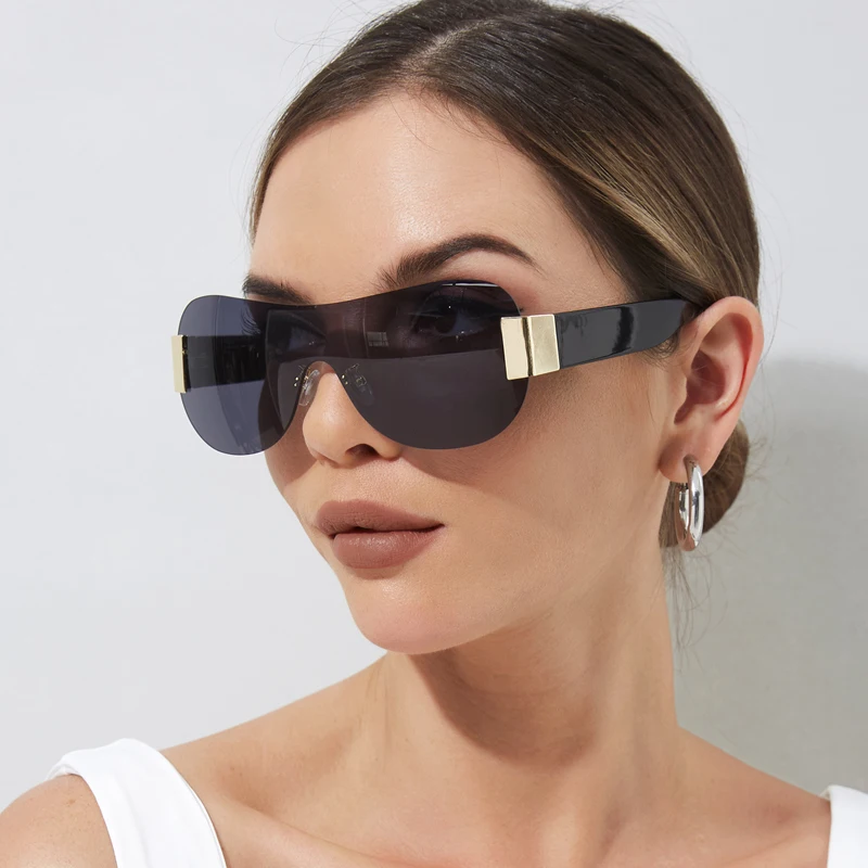 Unique Rimless Trendy Goggle Y2K Style Sunglasses Fashion Sun Glasses Women Men Female Metal Brand Designer Shades Eyeglasses