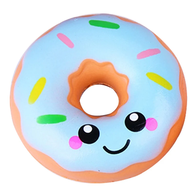 Cute Smiley Donut Squishy Slow Rising Simulation PU Bread Cake Scented Soft Squeeze Toy Stress Relief for Kid Fun Gift 10*10CM