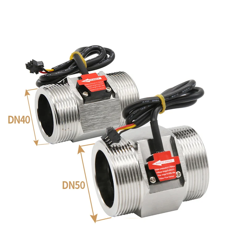 5-200L/Min DN50 Thread Hall Effect SS304 Water Micro Flow Sensor Stainless Steel Pulse Turbine Flowmeter