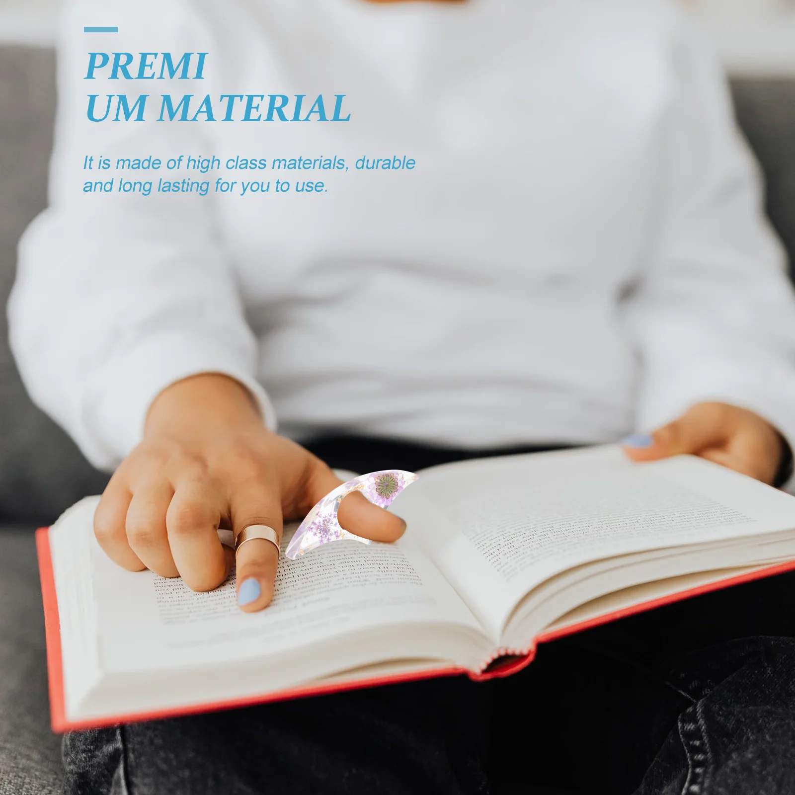 2Pcs Reading Thumb Ring Book Page Holder Premium Material Page Spreading Support Practical Reading Aids Random Color