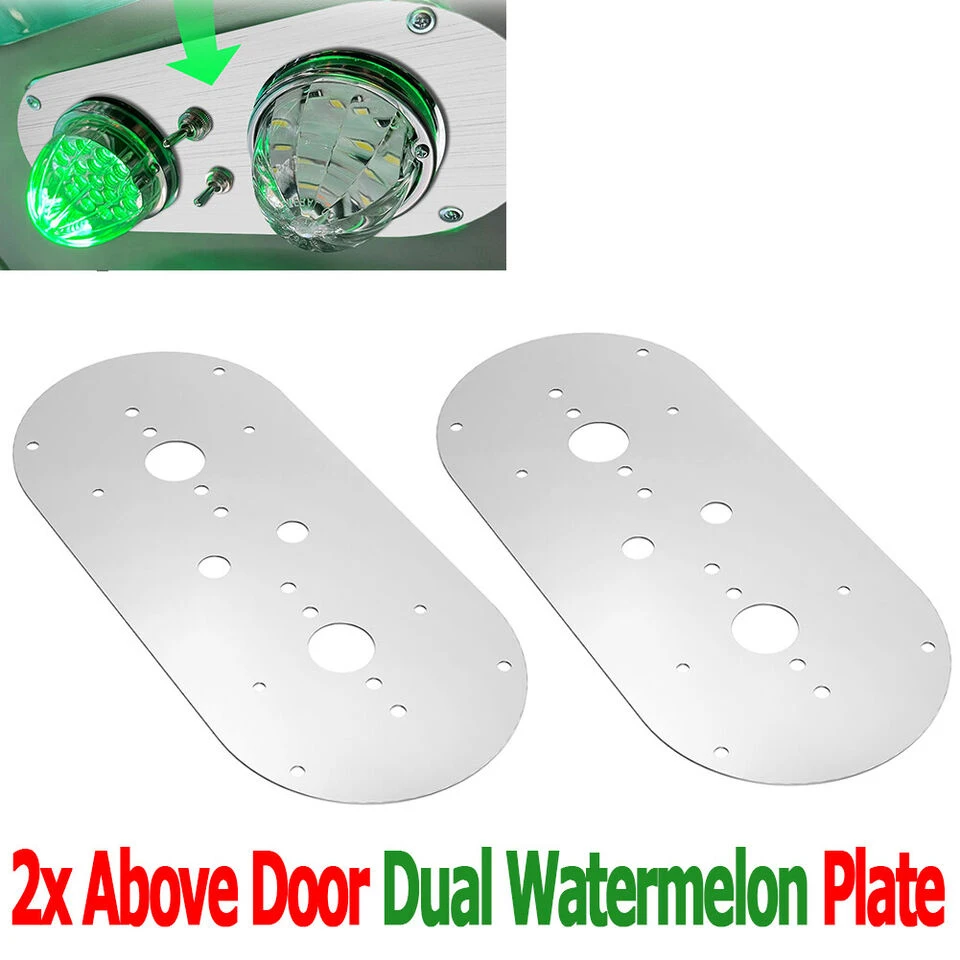 

2X For Peterbilt 359/379/389 W900L -Stainless - Above Door Dual Watermelon Plate holder