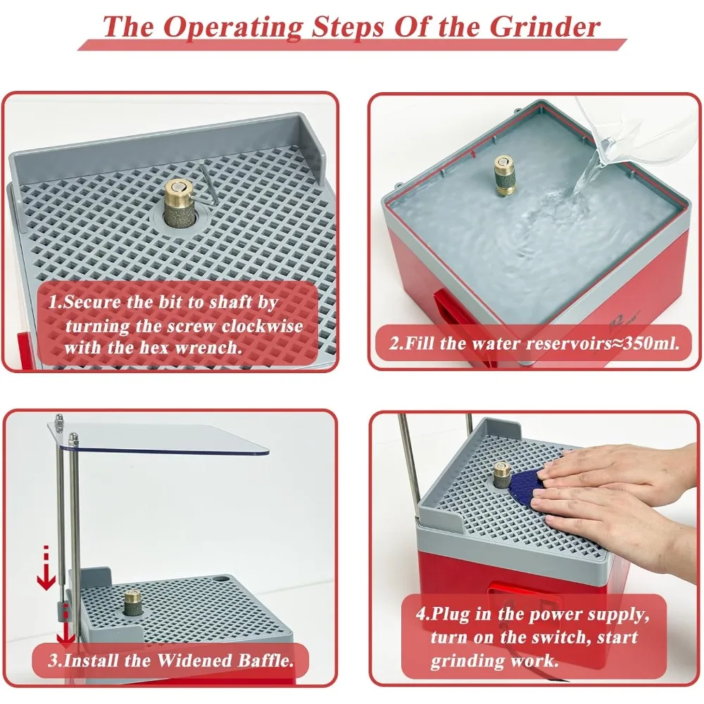 Broyeur de vitrail, outil de meulage d'art de broyeur de verre portatif avec foret de meuleuse de diamant de 5/8"