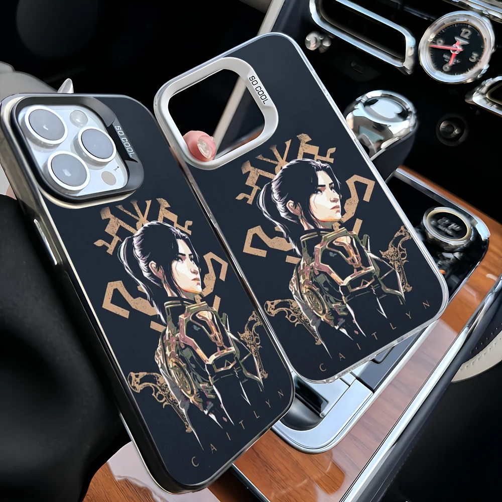 Epc Game Caitlyn A- Arcane L-Lol جراب هاتف IMD جراب هاتف آيفون 16 15 14 13 12 11 Pro Max Plus غطاء فضي اللون #1