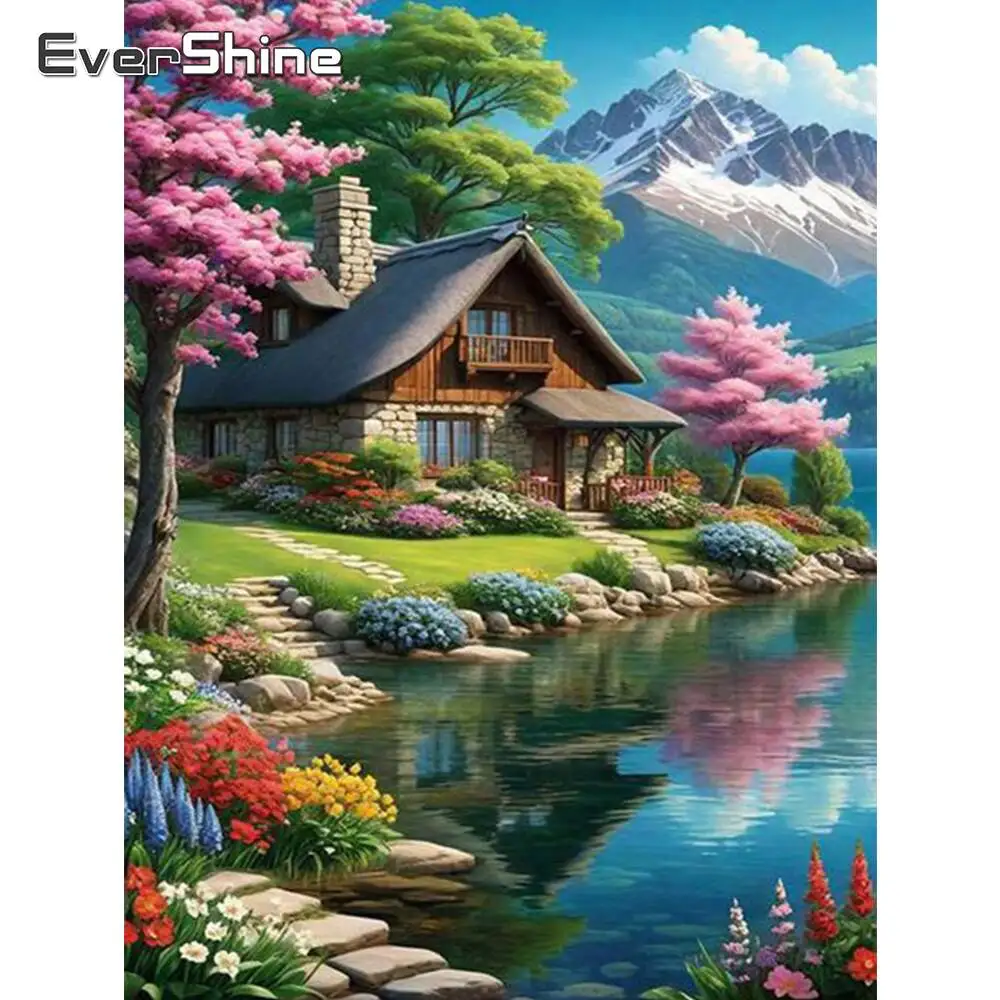 Evershine Diamond Embroidery House Kits Cross Stitch Diamond Paitning Mountain Landscape New Arrival River Mosaic DIY Wall Art