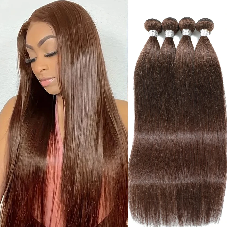 

Однотонный # Натуральные прямые волосы шоколадно-коричневого цвета, 4 пучка (2/3/4 шт.), можно выбрать, перуанские необработанные волосы для наращивания